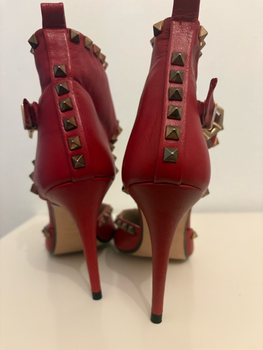 Zara Red Studded Ankle-Strap Pointed Heels - Picture 4 of 5